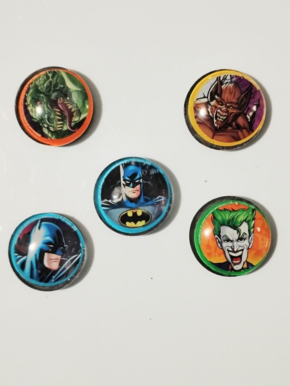 (5) Pc Set 1" Glass Dome Fridge Magnets Fun Comic Book Art Superhero Villains
